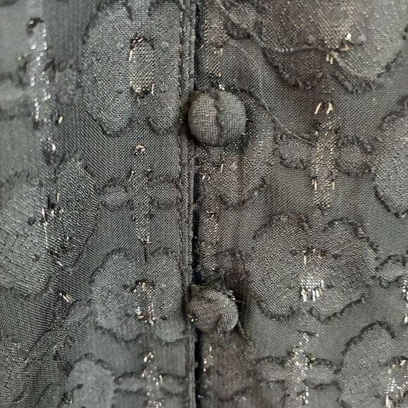 Torrid New Size 3X Black Shimmer Geo Clip Chiffon Smocked‎ Blouson Sleeve Blouse - Picture 8 of 13